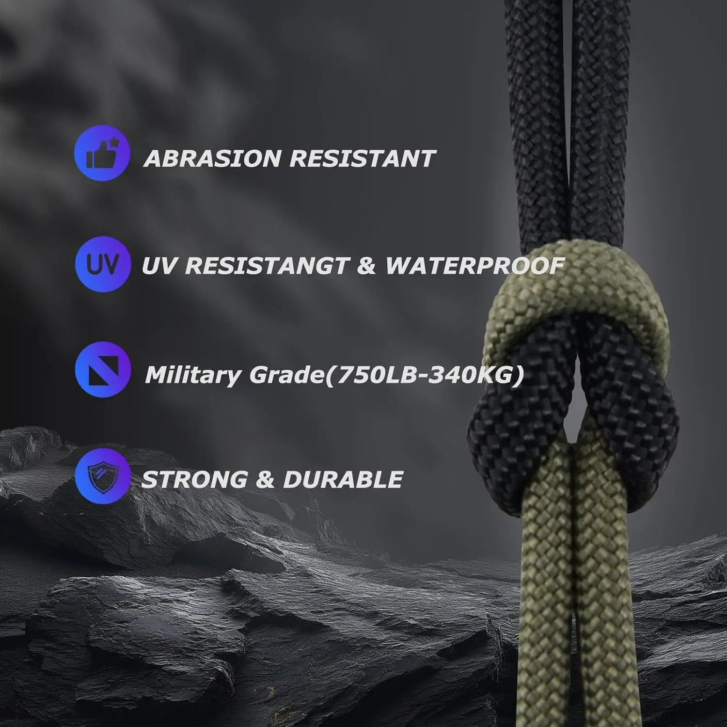 Nylon 9-adriges 750lb Paracord-Seil, 15/31 m Durchmesser, 4 mm, militärische taktische Überlebens-Fallschirmschnur für DIY-Armband, Lanyard, Zelt im Freien – Detail 3