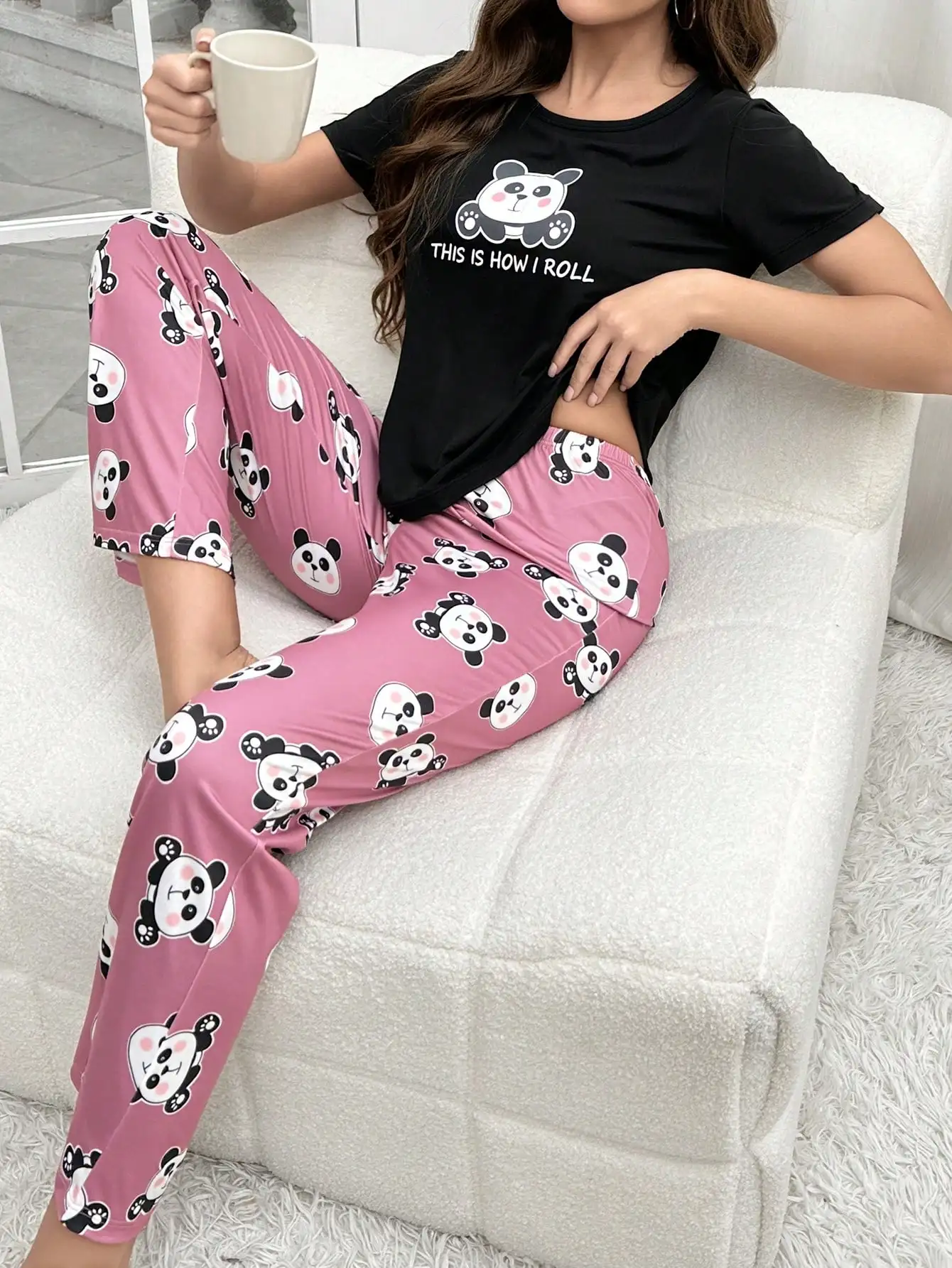 2-teiliges Damen-Pyjama-Set mit kurzärmeligen Hosen mit Animal-Print – Detail 6
