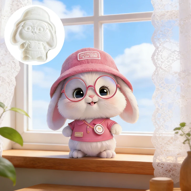 Picture 4: Knitted hat cute rabbit silicone mold, reusable resin mold, clay and plaster mold, DIY decorative pendant handmade mold