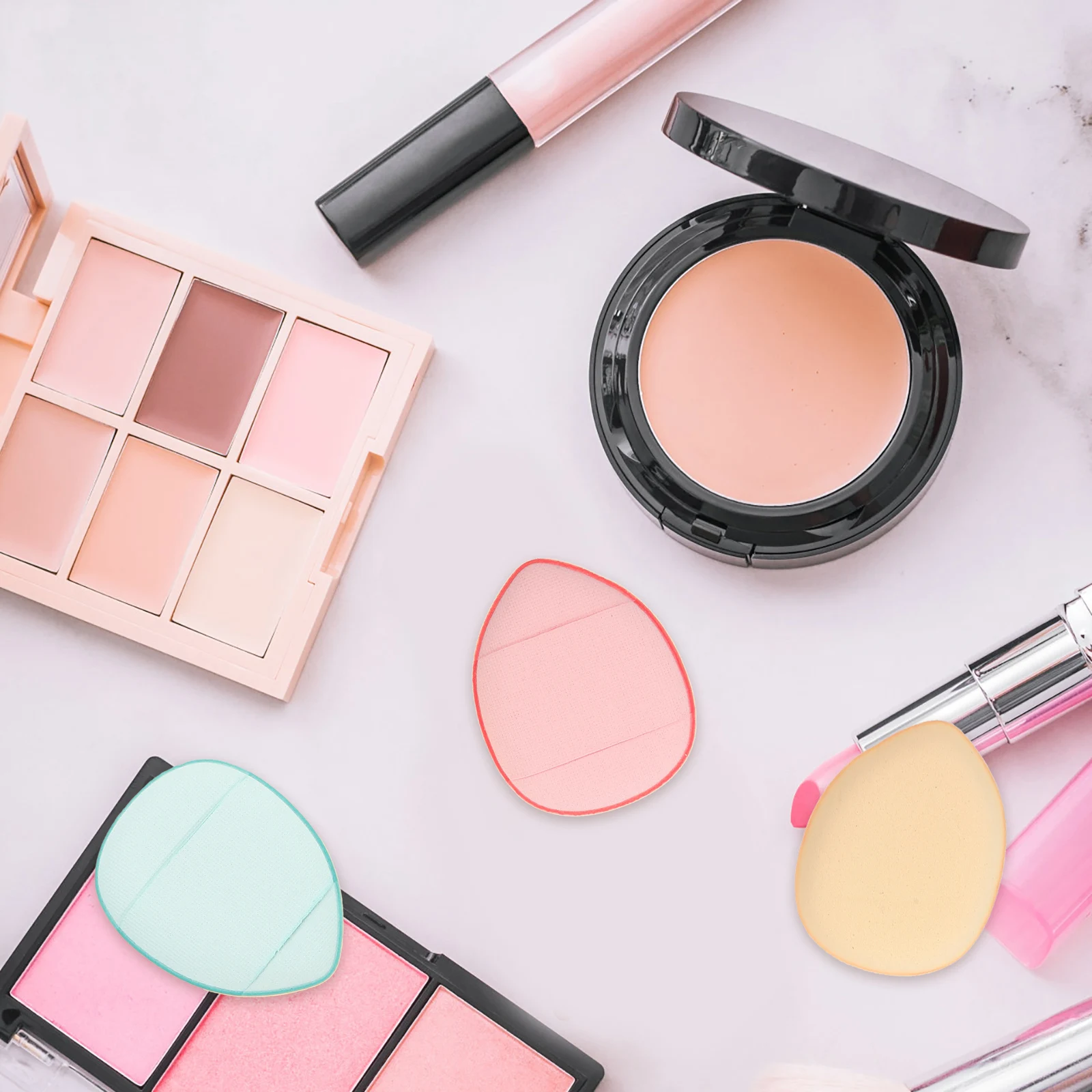 7pcs Mini Finger Puff Reusable Makeup Sponge For Foundation Powder Blending Soft Breathable Puff Portable Beauty Tool