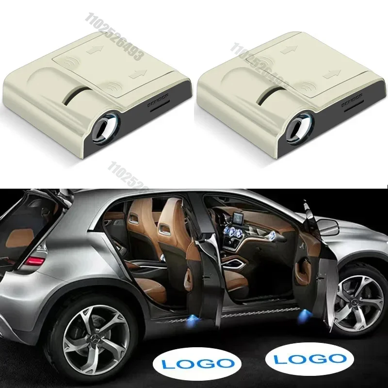 Beige 2pcs LED Light Projector Courtesy Welcome Light USB GR Sports Logo Door HD for Toyota Corolla Yaris Prius Camry BWM