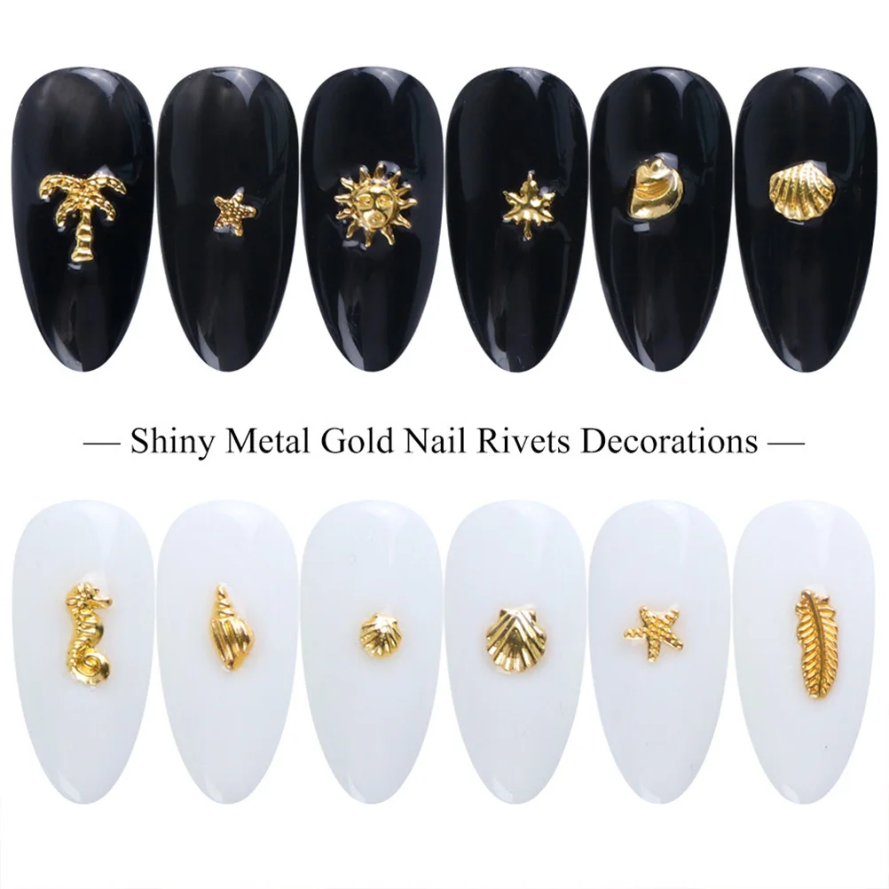 المعادن مسمار ملصقات فنية مجموعة سبائك لامعة الذهب والفضة المسامير DIY مسمار سحر مانيكير الديكور الأظافر ترصيع بريق #1