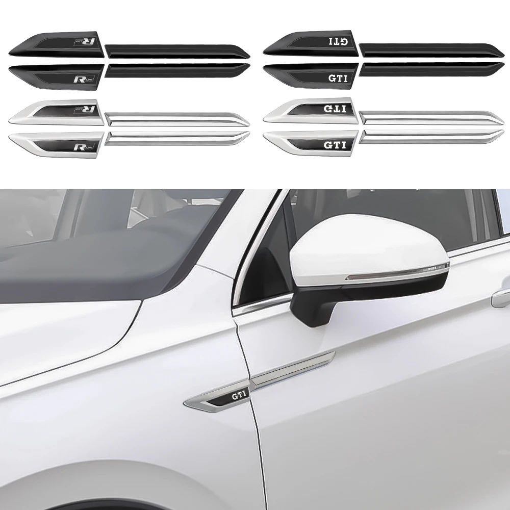 2pcs ABS Car Fender Side Wing Emblem Sticker Badge Decoration For VW Volkswagen GTI 4 Motion New R RLINE Golf Polo Passat Tiguan