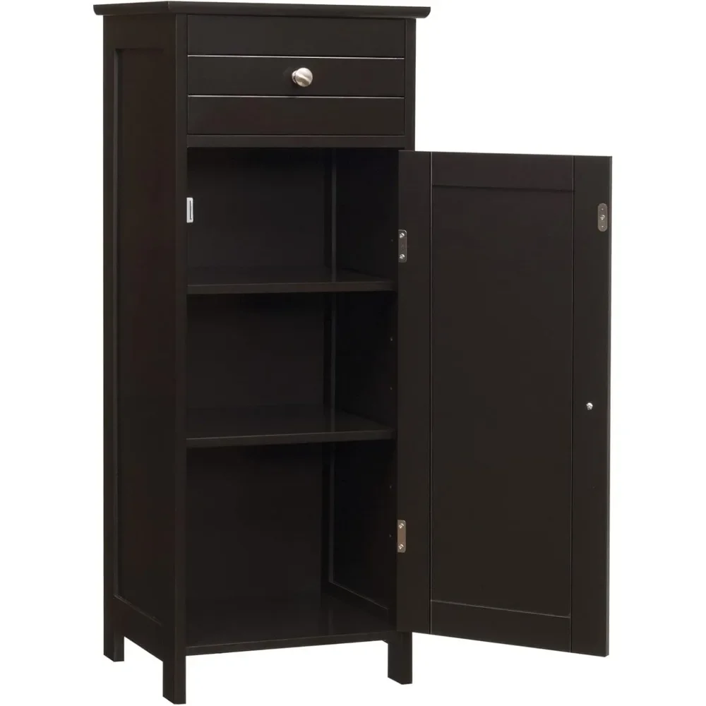 

Floor Storage Cabinet, Bathroom Freestanding Side Storage Organizer, Single Door Floor Storage Cabinet w/Drawer & Adjustable