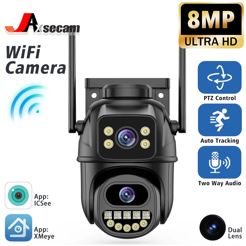 

ICSEE HD 8MP PTZ WiFi 4K Camera Dual Lens Dual Screens Security Protection Color NightVision AI Track Outdoor IP CCTV Survalance