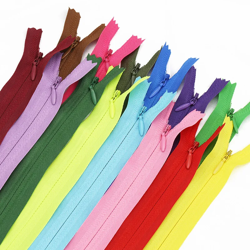 10pcs 18cm-60cm Invisible Zippers Nylon Coil Zippers for Tailor Sewing Clothes Cushion Skirt Crafts Bulk Zippers Pull Charms