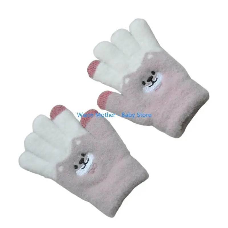 

Bear Knit Gloves for Kids Soft & Warm Gloves Perfect for Cold Winter Days Gift 57QE