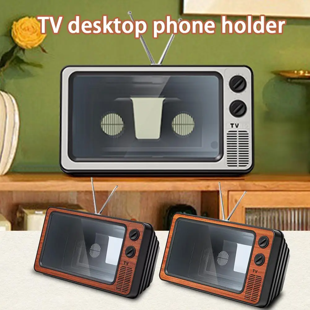 Vintage TV Phone Holder Creative Retro Mobile Phone Surround In Zoom Follow-up Stand Extended Amplifier Screen Phone Holder X0S2