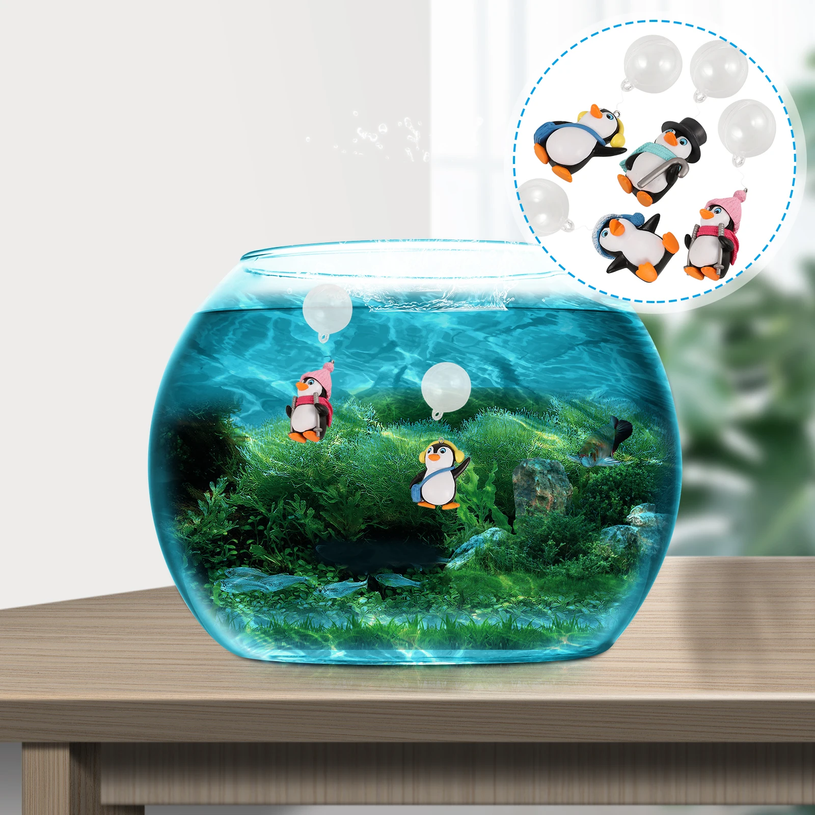 

4pcs Ski Penguin Ornaments for Fish Tank Aquarium Decor Household Figurines Cartoon Penguin Vivid Stylish Pet Supplies