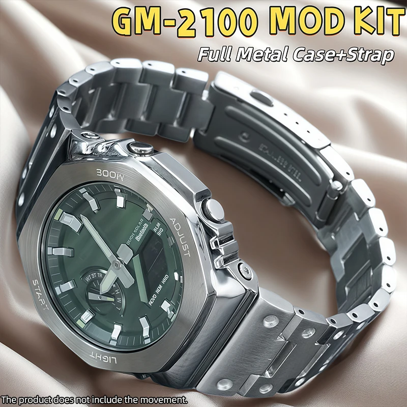 GM2100 GBM2100 Modified stainless steel case+strap kit for Casio G-shock GM-2100 GBM-2100 Full metal bezel band Replacement set