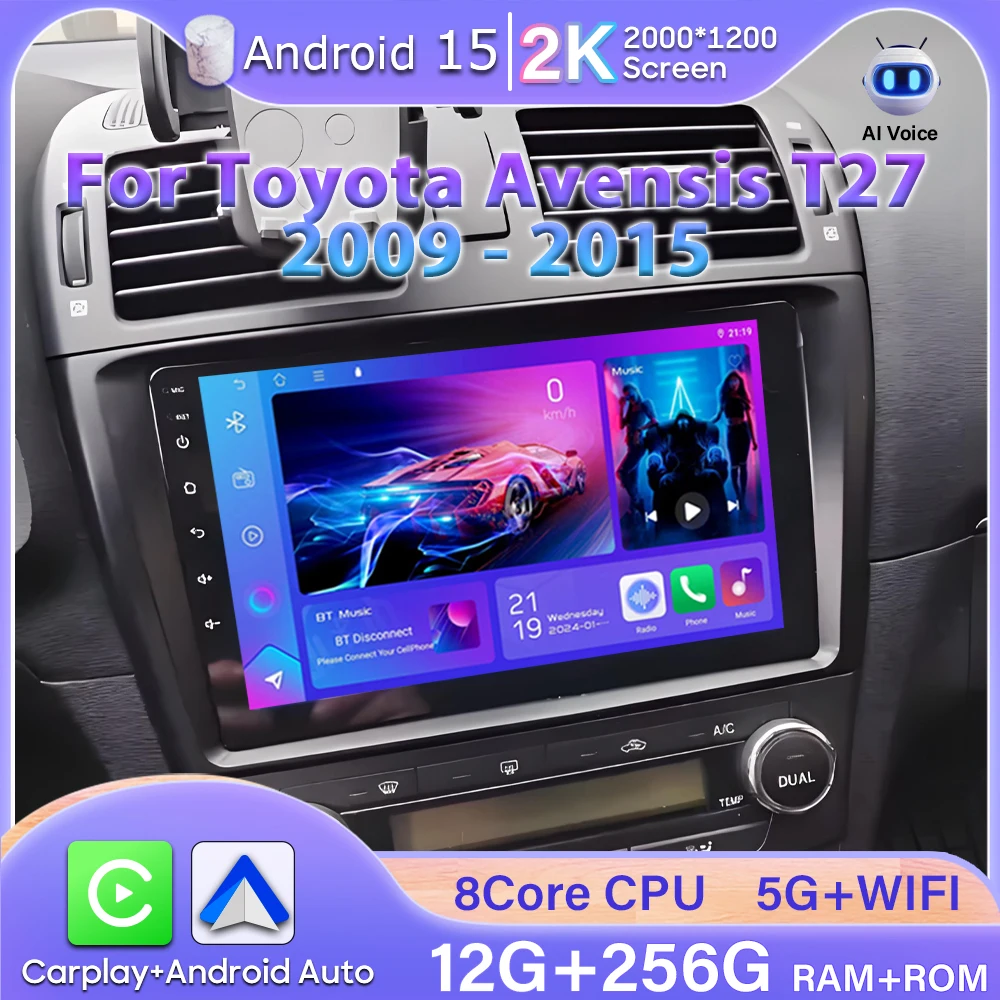 

Carplay Android Auto For Toyota Avensis T27 2009 - 2015 GPS Navigation Video Car Radio Car Monitor Display No 2din Screen 2k GPS