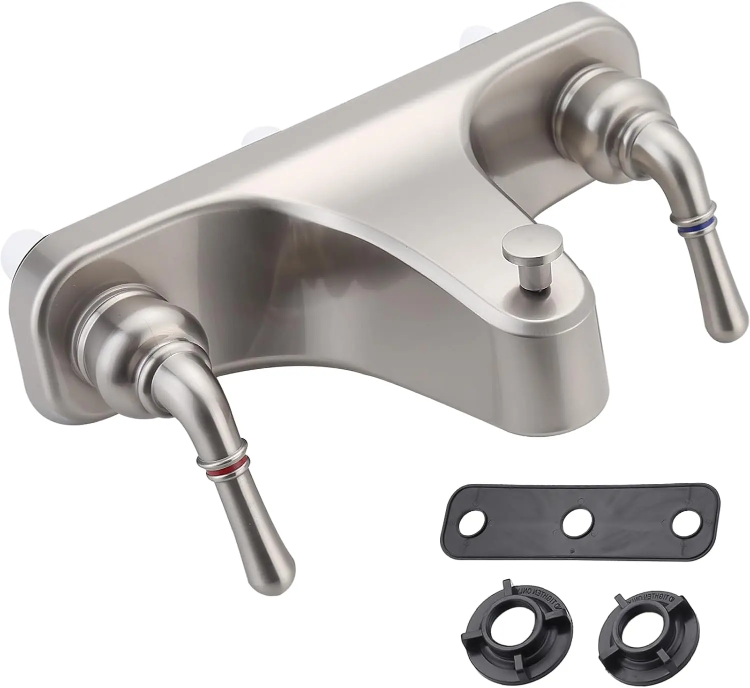8' Two-Handle Shower Faucet with Diverter, Brushed Nickel, for RV/Mobile Home