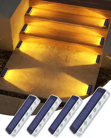 Outdoor Solar Deck Lights Waterproof LED Step Sidewalk Stair Garden Light IP68 Auto On/Off Solar Powered Dock Driveway Lighting