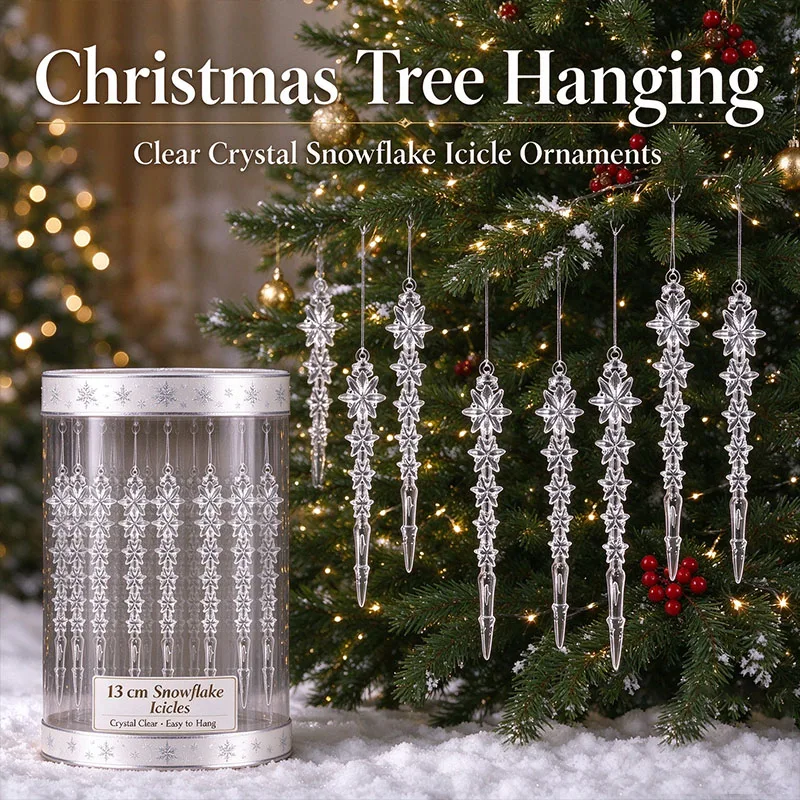 12-48pcs Crystal Clear Christmas Tree Ornaments Icicle Decorations For Holiday & Winter Party Decor Holiday Decorations