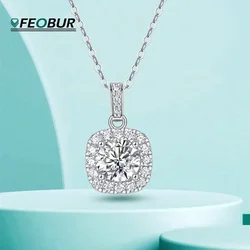 1-3CT Classic Moissanite Pendent Necklace with GRA Certificate 925 Sterling Silver Halo Diamond for Women Wedding Party Jewelry