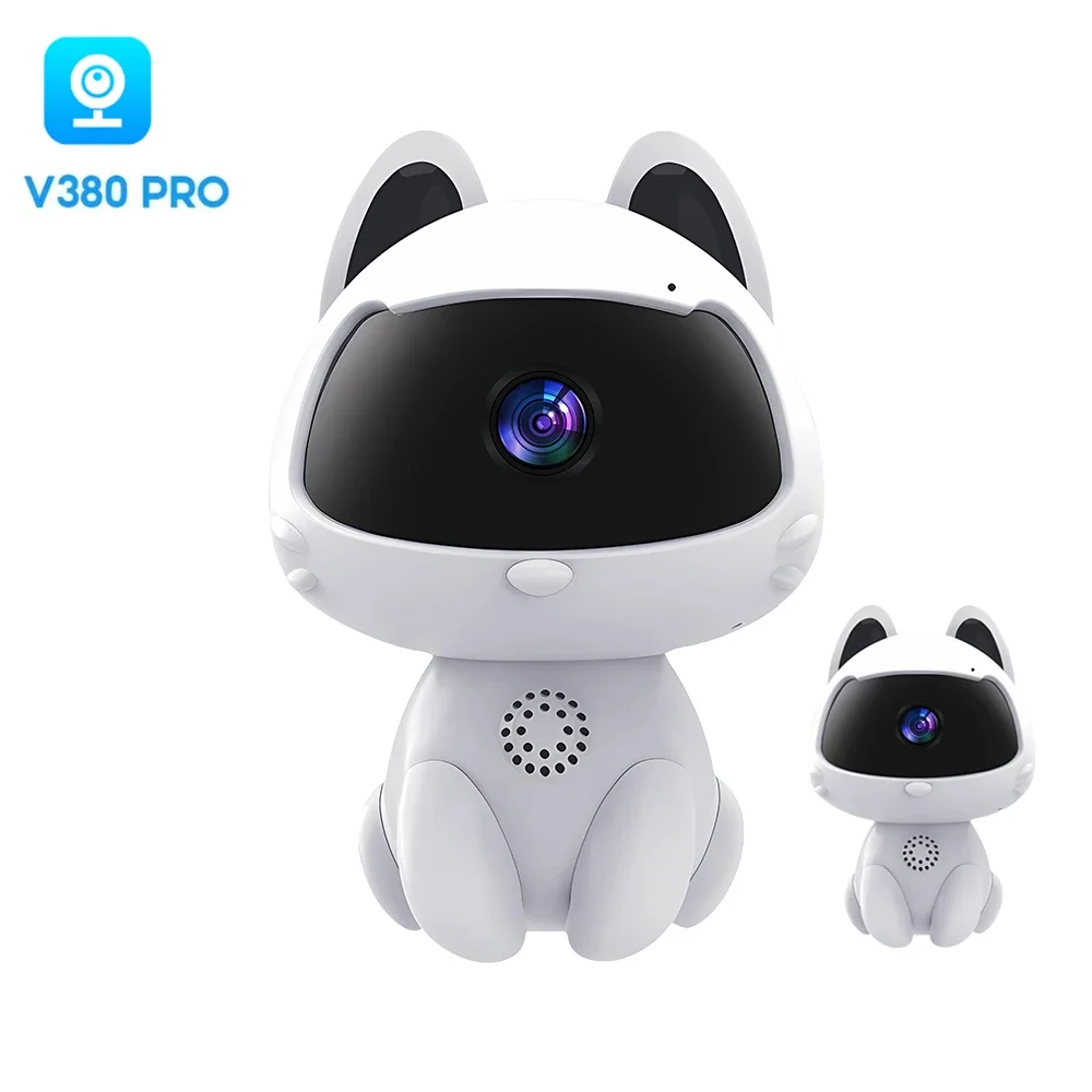 

Мини-камера V380 Wi-Fi для дома, в форме кошки, HD 1080P, с двусторонней аудиосвязью, ночным видением, функцией радионяни, для домашнего видеонаблюдения, милая камера