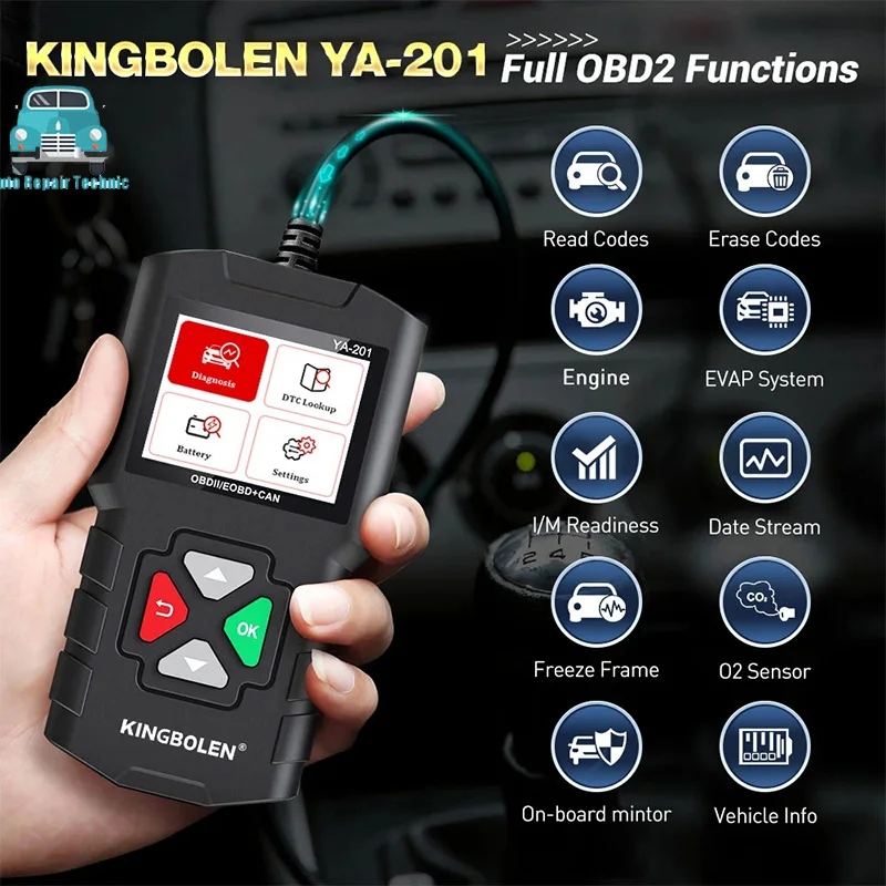 YA201 Car OBD2 EOBD Code Reader Professional Auto Scanner for Engine Check Car diagnostic Tool for KING-BOLEN Better Than CR3001