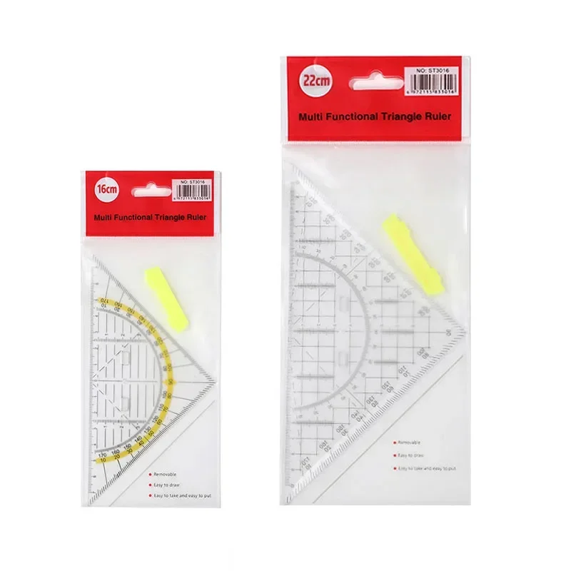 幾何学的な三角定規多機能学生プロフェッショナル製図定規文房具デザイン描画定規ハンドル付き