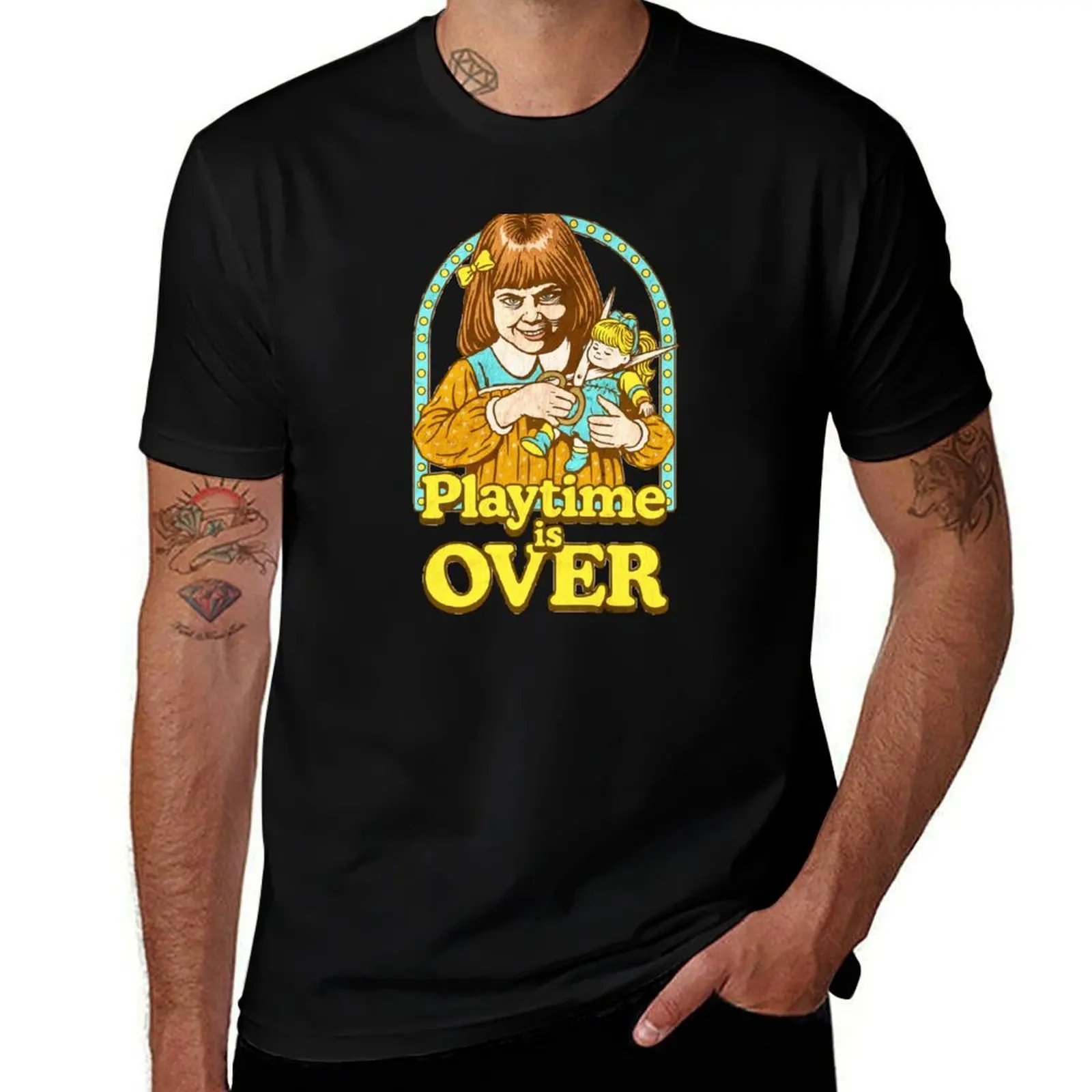 

Playtime Is Over – Retro Dark Humor Art T-Shirt Funny t-shirt clothes heavyweights vintage clothes slim fit t shirts for men
