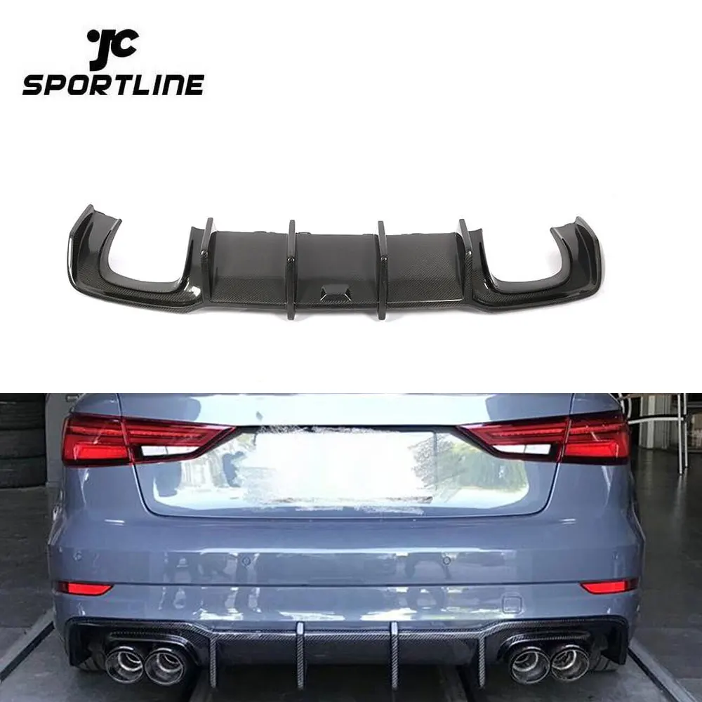 For Audi S3 A3 SLINE Carbon Fiber Rear Diffuser Lip 17-19