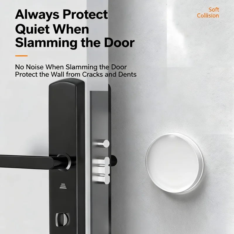 

2/6/12 PCS Round PU Bumper Pads, self-adhesive, soft, waterproof & reusable. Works for door handles, walls, home & garage.