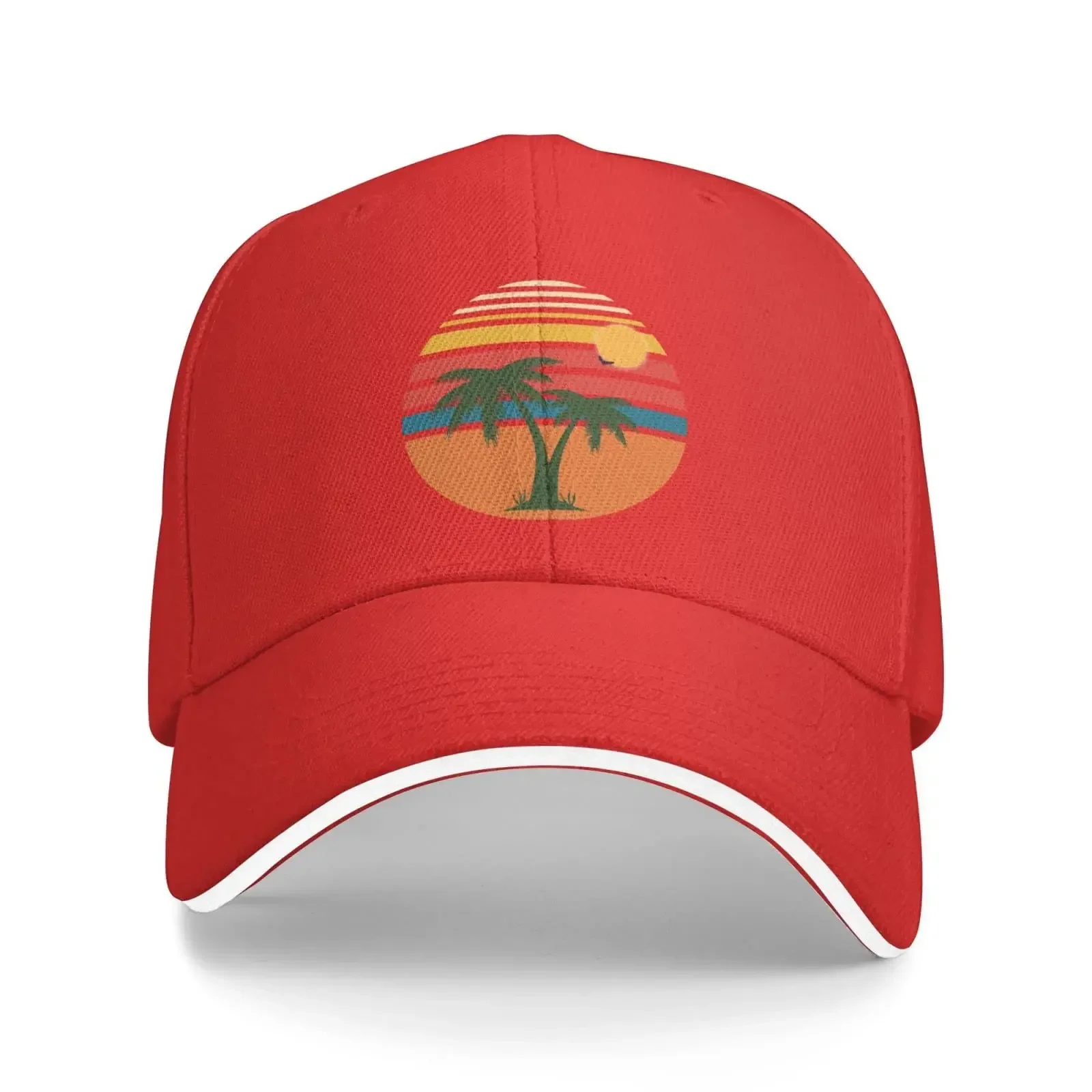 Unisex Tropical Palm Tree Baseball Cap Adjustable Sandwich Brim Hats for Women Men Summer Solid Sunhat Daily Outdoor Travelling