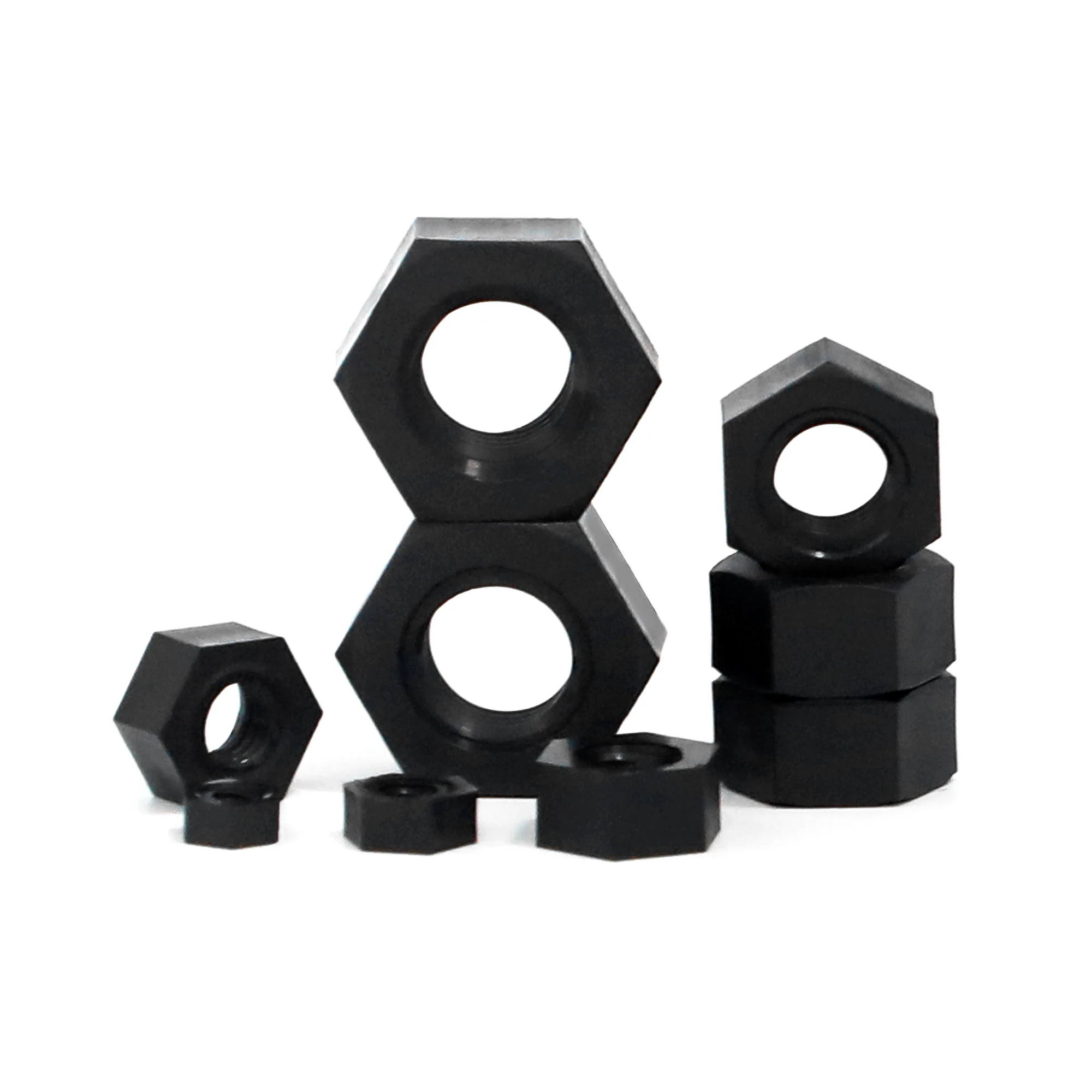 10/20/50pcs 6-Kinds Black Nylon Hex Nuts M3 M4 M5 M6 M8 M10 black oxide carbon steel metric hex nuts Hex Hexagon Nuts