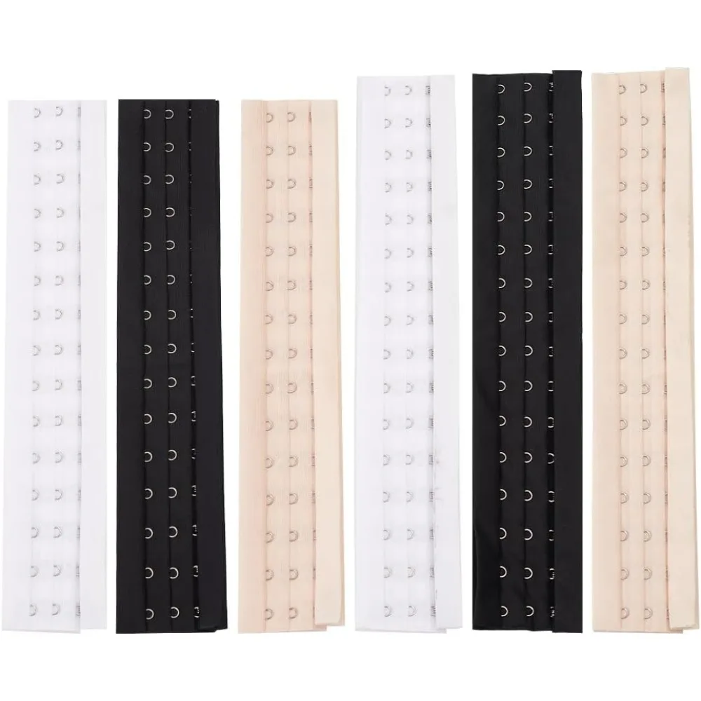 6 Pairs Corset Bra Extender Hook 3 Rows 15/16 Hooks Black & Navajo Faja Extender White Women's Longline Corset Bra Extender