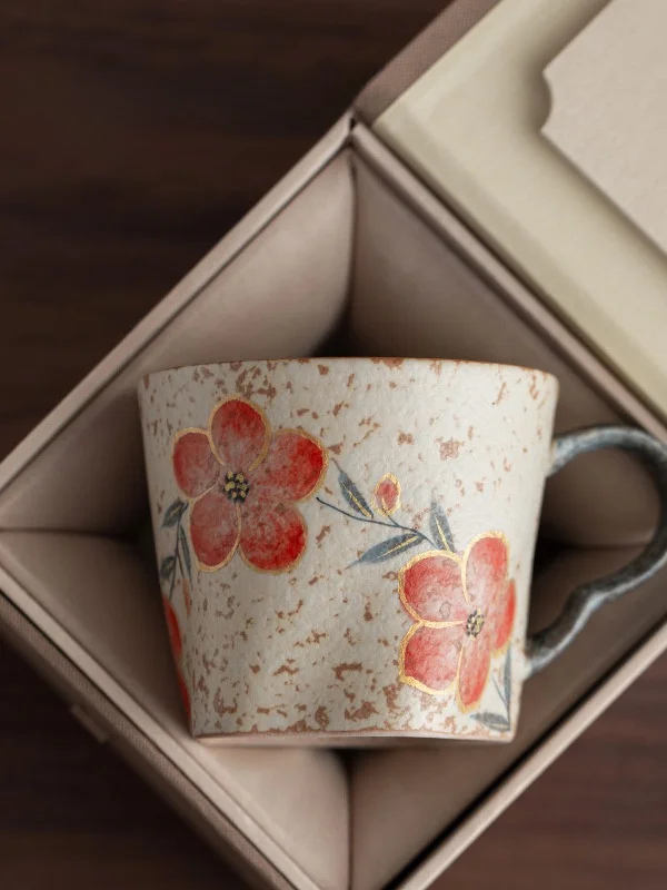 

Hand-Painted Cerc Coffee Cup with Handle High Aesthetic Value Peach Blossom And Mystery Pattern Water Mug Tea Cup for Dini...