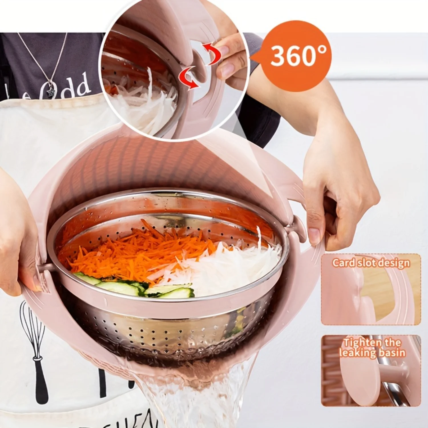 4-in-1 Multifunctional Kitchen Colander Set - ° Rotating Strainer with Graters for Efficient Food Prep - Ideal for Pasta, Rice,