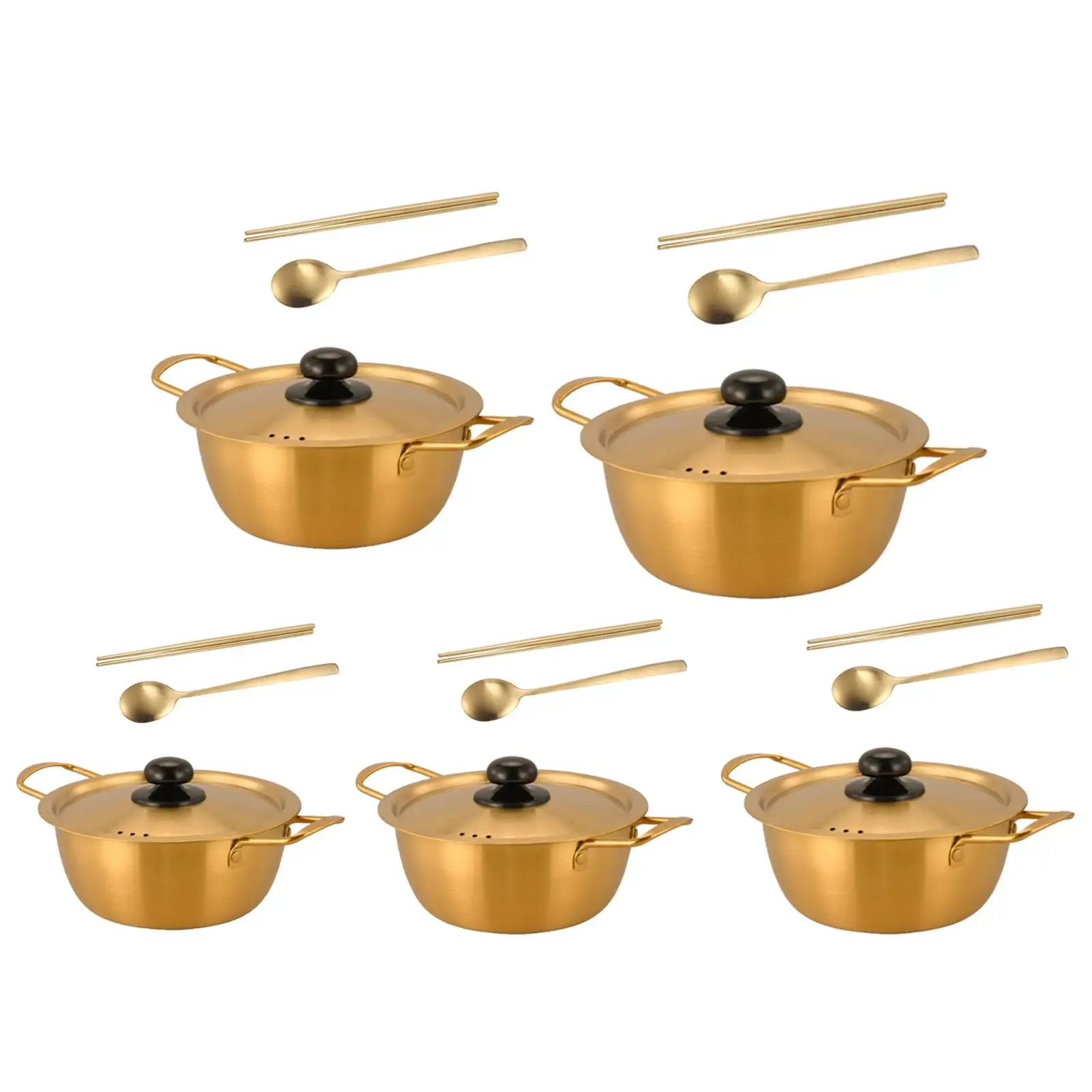 Práctica olla de ramen de Corea con cuchara y palillos para picnic, curry, camping