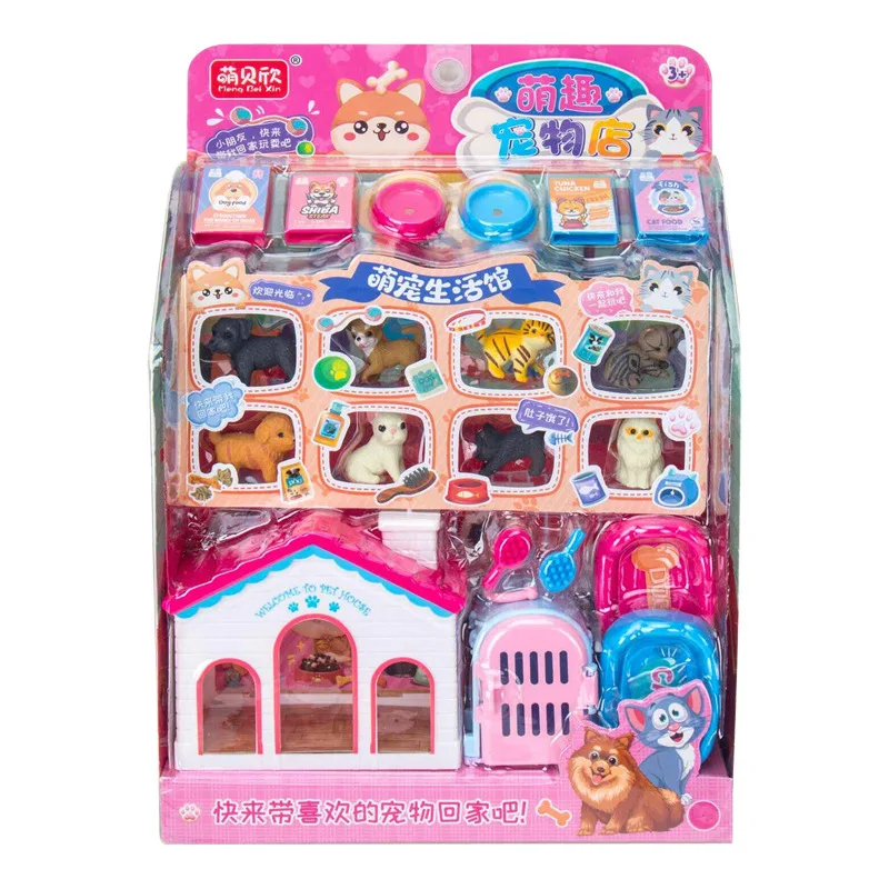 Kawaii Items Kids Toys Miniature Dollhouse Accessories Pet Animal Cat Dogs Shop For Barbie House DIY Game Christmas Present Gift