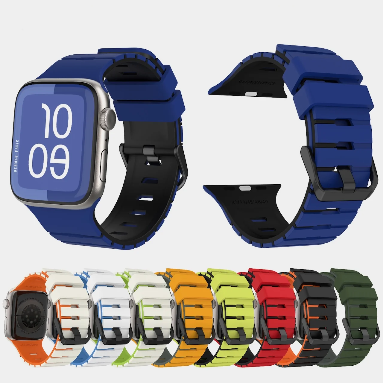 -Piano Grain Dual Color Silicone Sport Strap For Apple Watch Band Ultra 49mm 40mm 41mm 44mm 45mm 46mm Series 12 11 10 9 8 7 6 SE