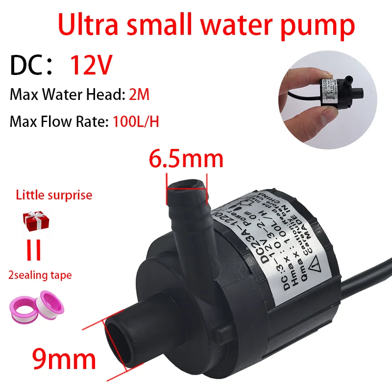 

DC 12V ultra quiet mini portable submersible pump 100L/H lifting 2M brushless amphibious ceramic shaft submersible pump