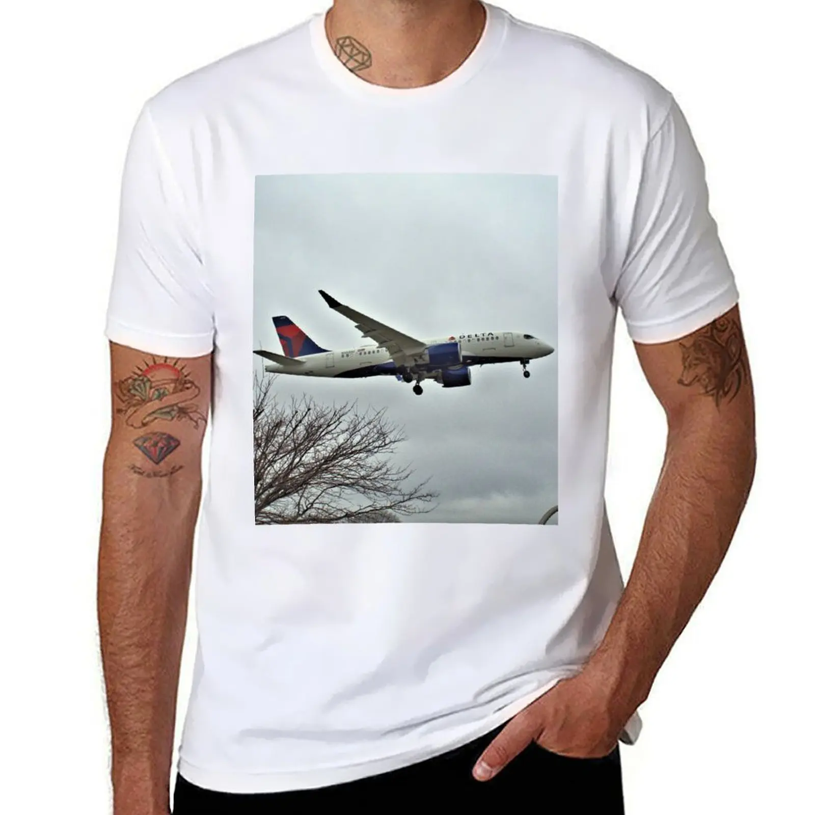 

Delta Airlines Airbus A220-100 T-Shirt cotton t shirts high quality t shirt men 100% cotton luxury brand