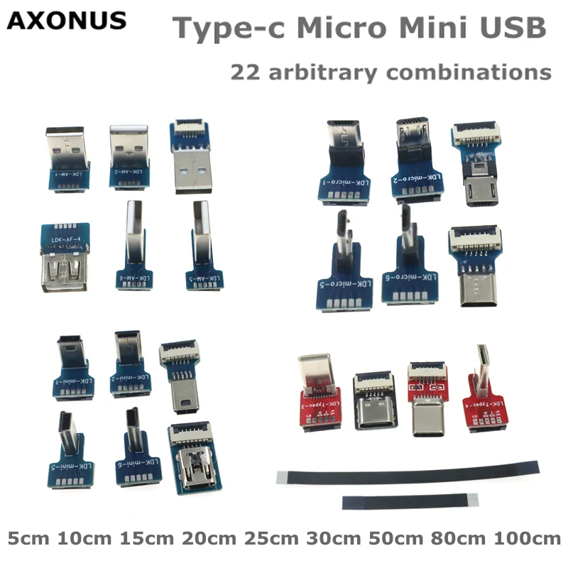 FFC Mini Micro USB Extension Type-C Ribbon Cable 90 FPV Slim Flat Soft flexible FPC charge FPV Brushless Handheld Gimbal monitor