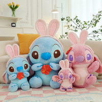 40cm Disney Stitch Cute Rabbit Plush Toy Children'S Cartoon Rabbit Ear Stitch Angel Doll Girl Plushies Dolls Decoration Gift Toy