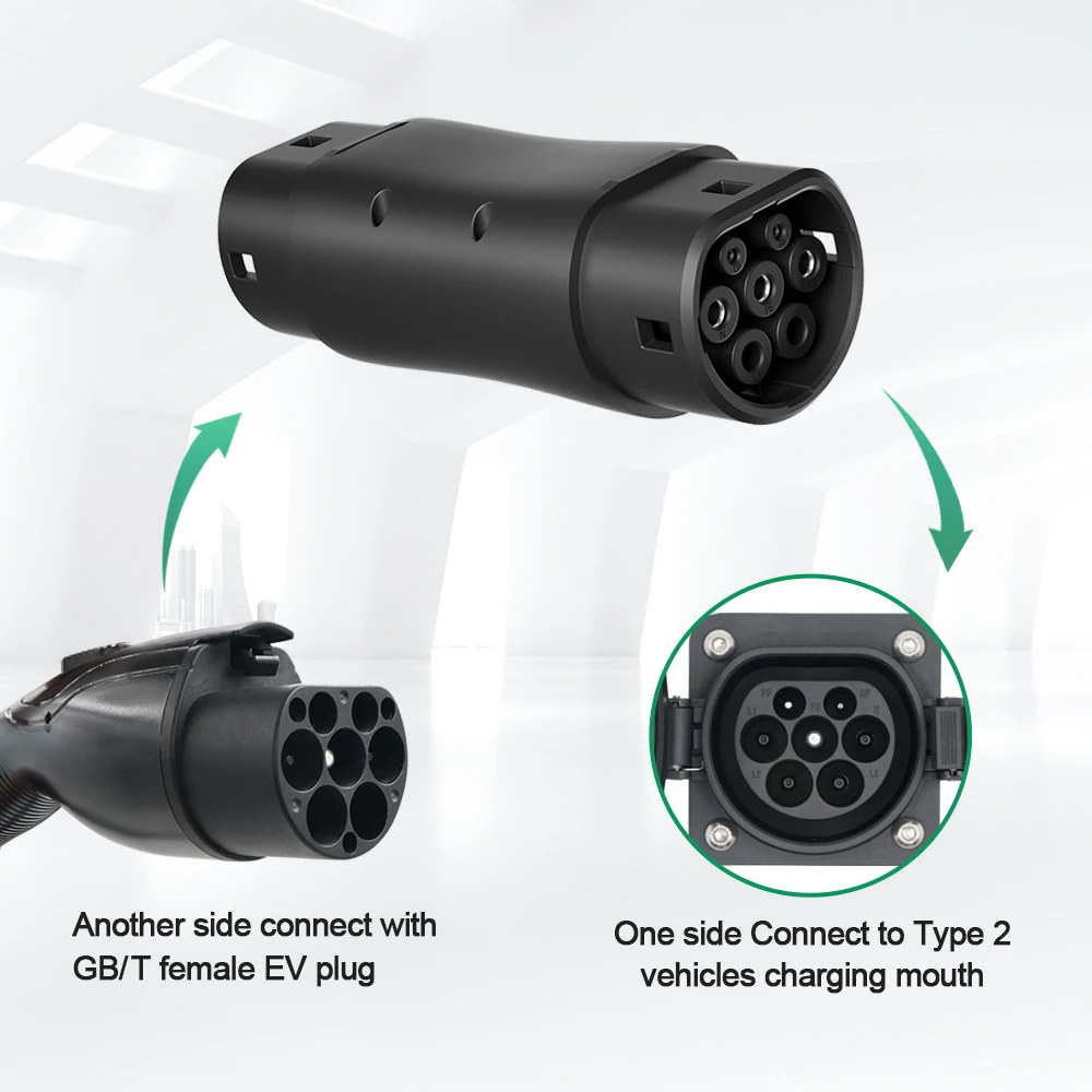 Chiefleed GBT to Type 2 EV 어댑터, IEC 62196 to GB 중국 표준 자동차 충전 컨버터 어댑터, CE 인증 통과 32A