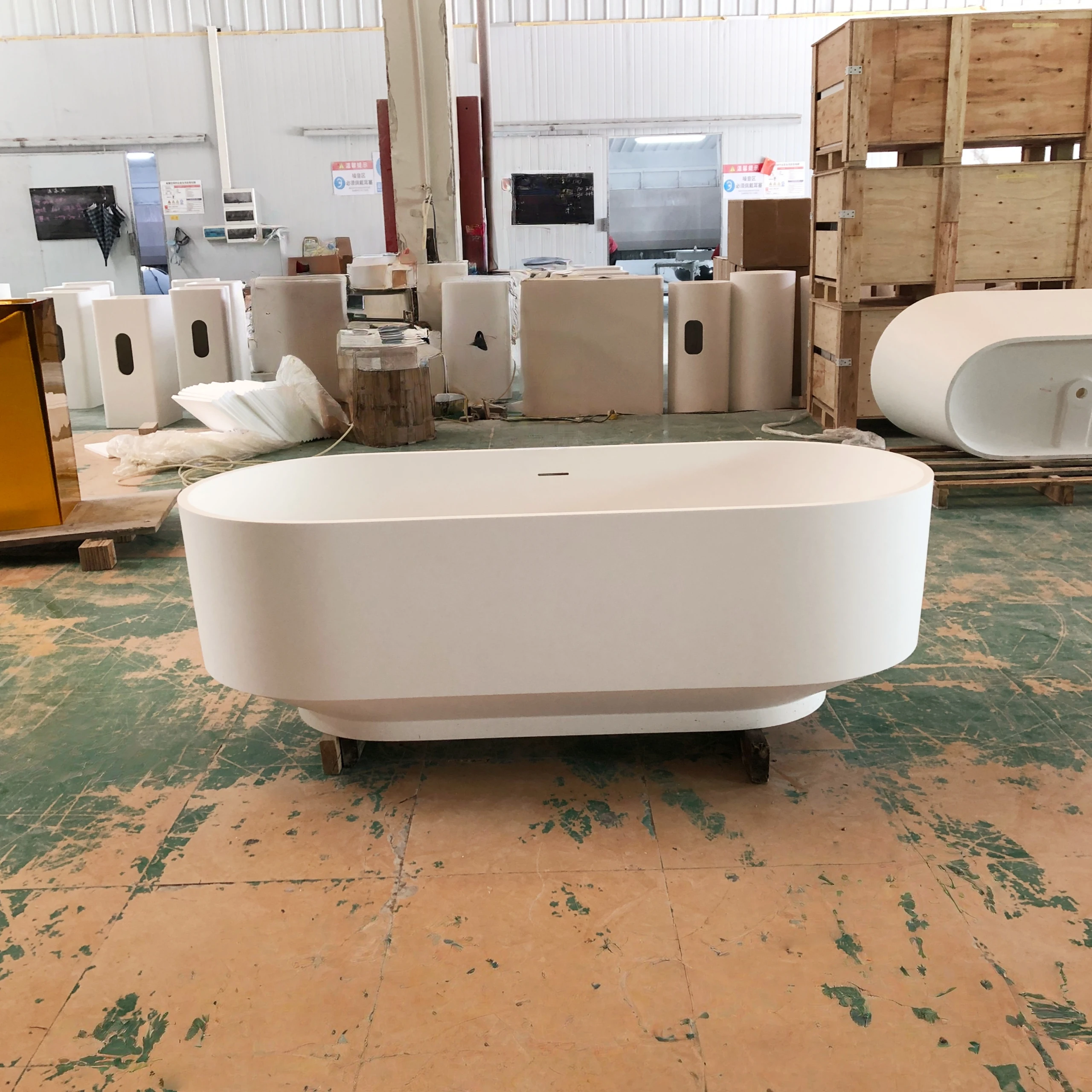 %& Luxury Matte White Artificial Stone Freestanding Bathtub Modern Design Oval Shape Indoor Bathroom Hotel Use Eco-Friendly 5 Ye