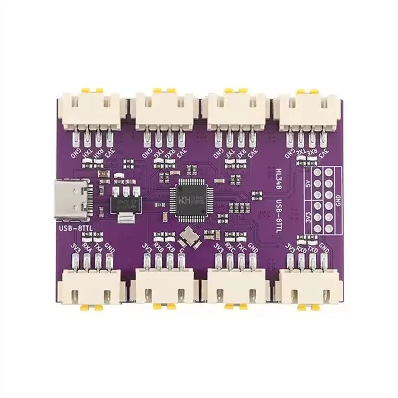 USB на 8-канальный последовательный порт TTL Интерфейс USB Type-C Высокоскоростной чип CH348 6 Мбит/с Модуль преобразования связи