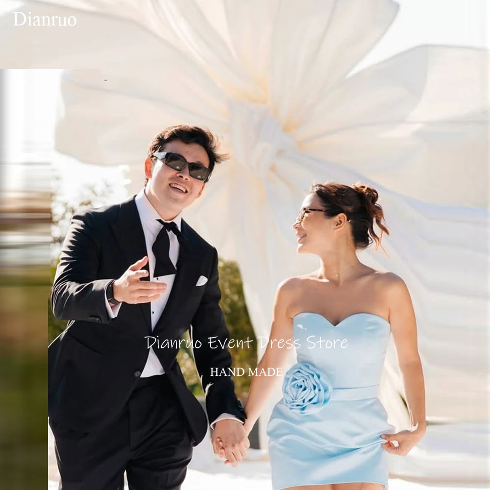 

Dianruo Sleeveless Mini Birthday Dresses Sweetheart Elegant Vestidos De Gala Satin 3D Flower 15 Quinceanera Dresses Customized