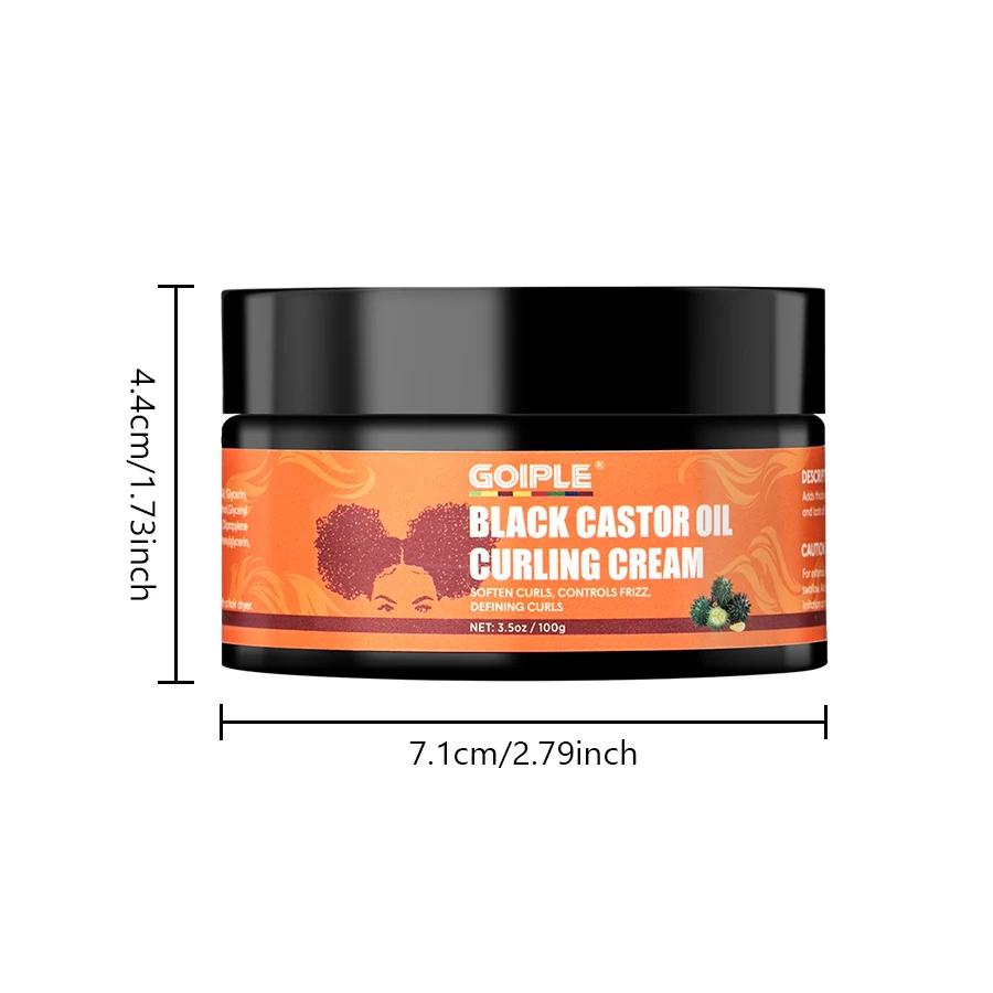 GOIPLE Balck Castor Oil Curling Cream Conditioner Moisturizing Soften Defining Curls Control Frizz Styling Curly Enhancer