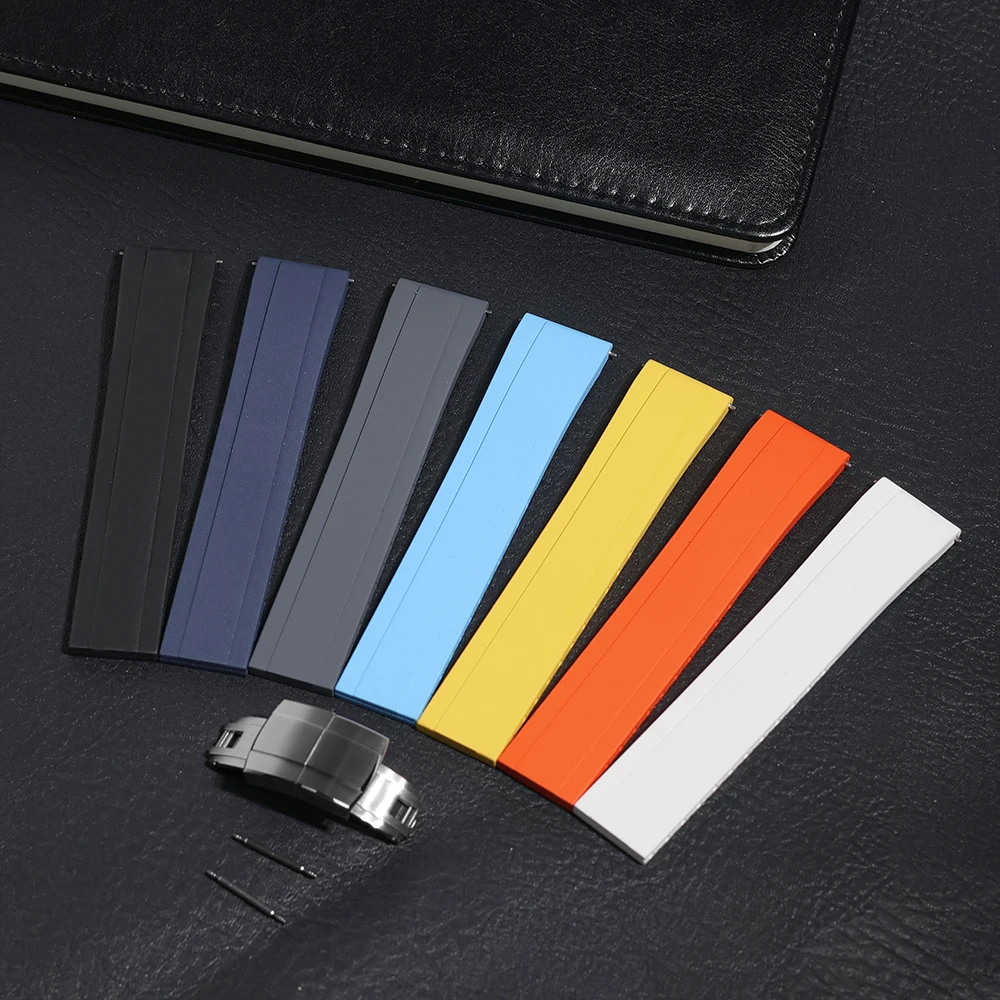 ロレックス デイトナ用 純正時計ストラップ FKMラバー製 クイックリリース式折りたたみバックル付き 20mm 22mm サイズ調整可能時計バンド