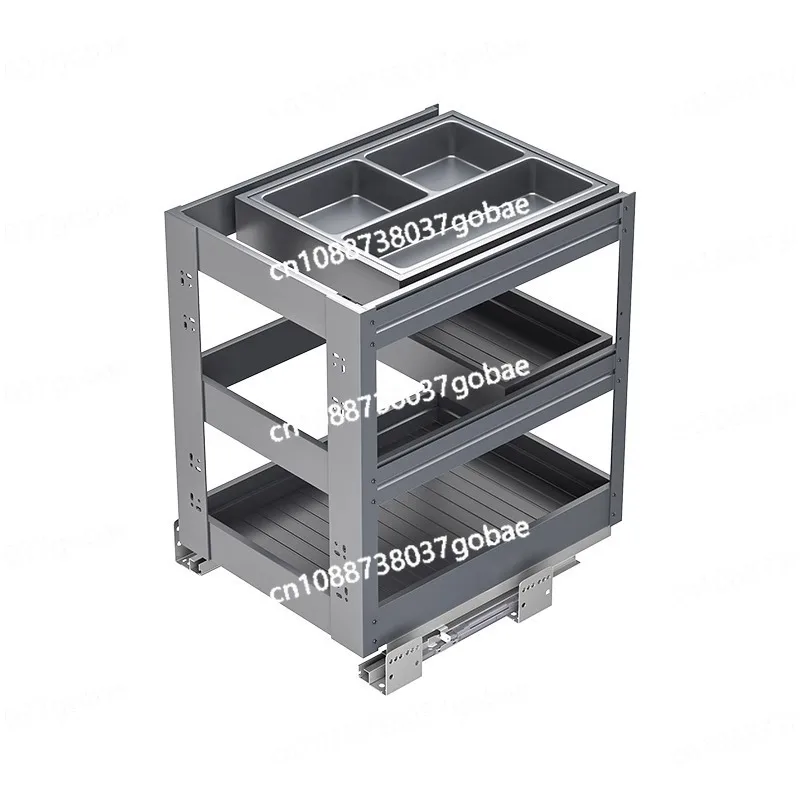 

Средняя корзина из алюминиевого сплава, кухонный шкаф, корзина для приправ, демпфирующий буфер, встроенная корзина для хранения приправ, ящик