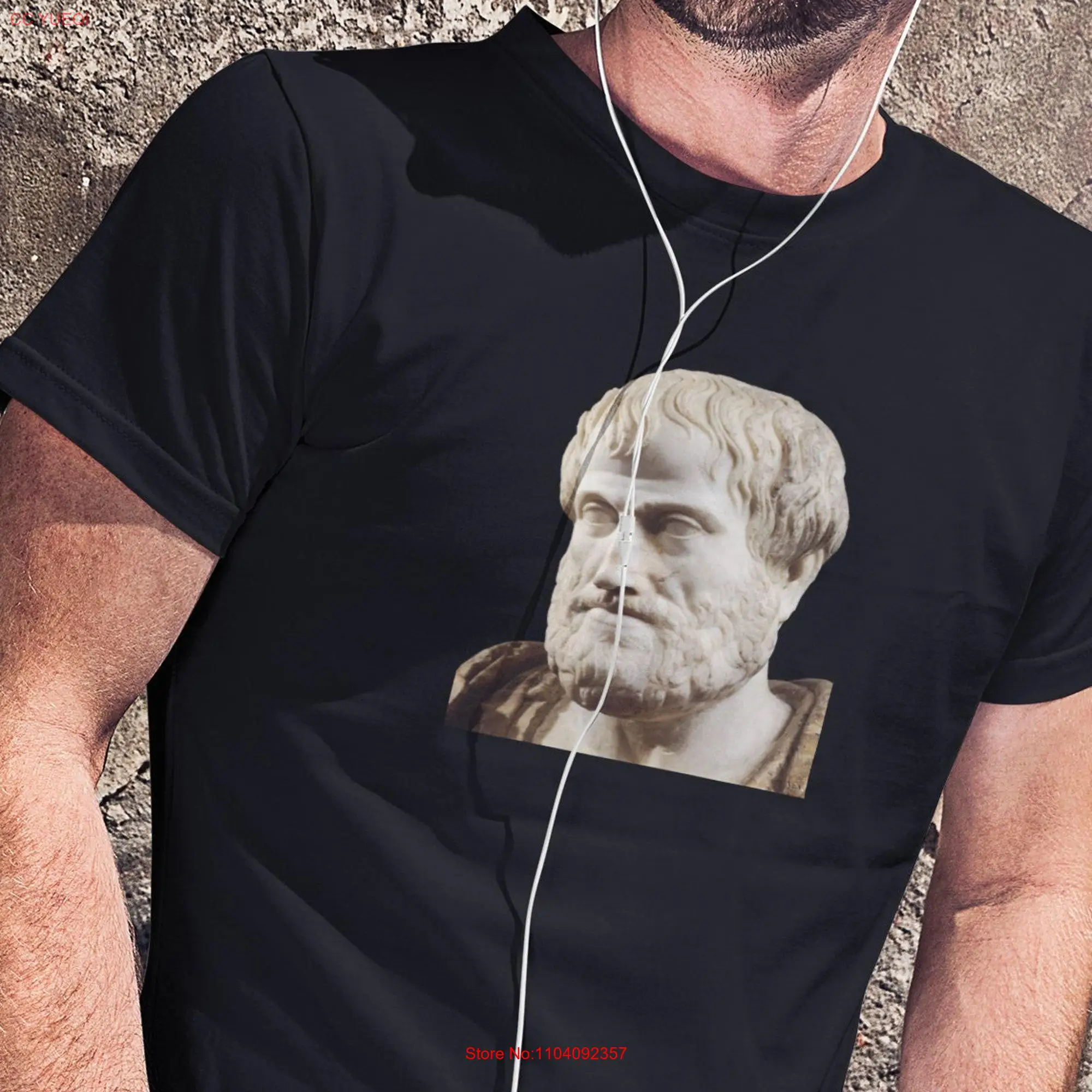 Greek Philosopher Aristotle Statue Logo Cotton T shirt Men's Top long or short sleeves