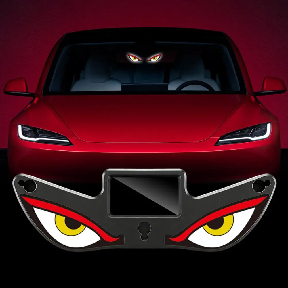 Demon's Eye Car Neon Light Solar Powered Wireless Blinking Moving LED Light Suction Cup USB Rechargeable Ambience Lamp Decor