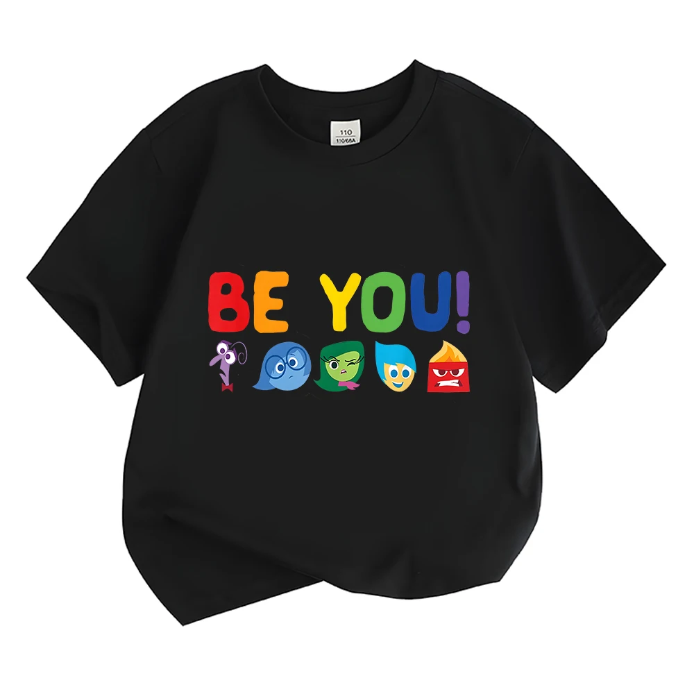 Inside Out Emotional Rainbow T-Shirt Girls/Boys Round Collar Cotton T Shirt Short Sleeve Tees Kids Baby Streetwear Y2k Clothes