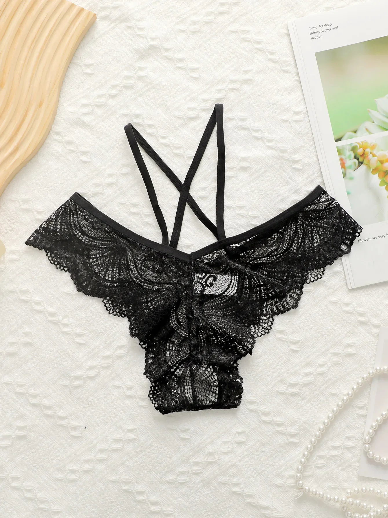 2024 New Women's Latest Production And Sales Pull Gathering Lace Underwear And Underwear Set U093