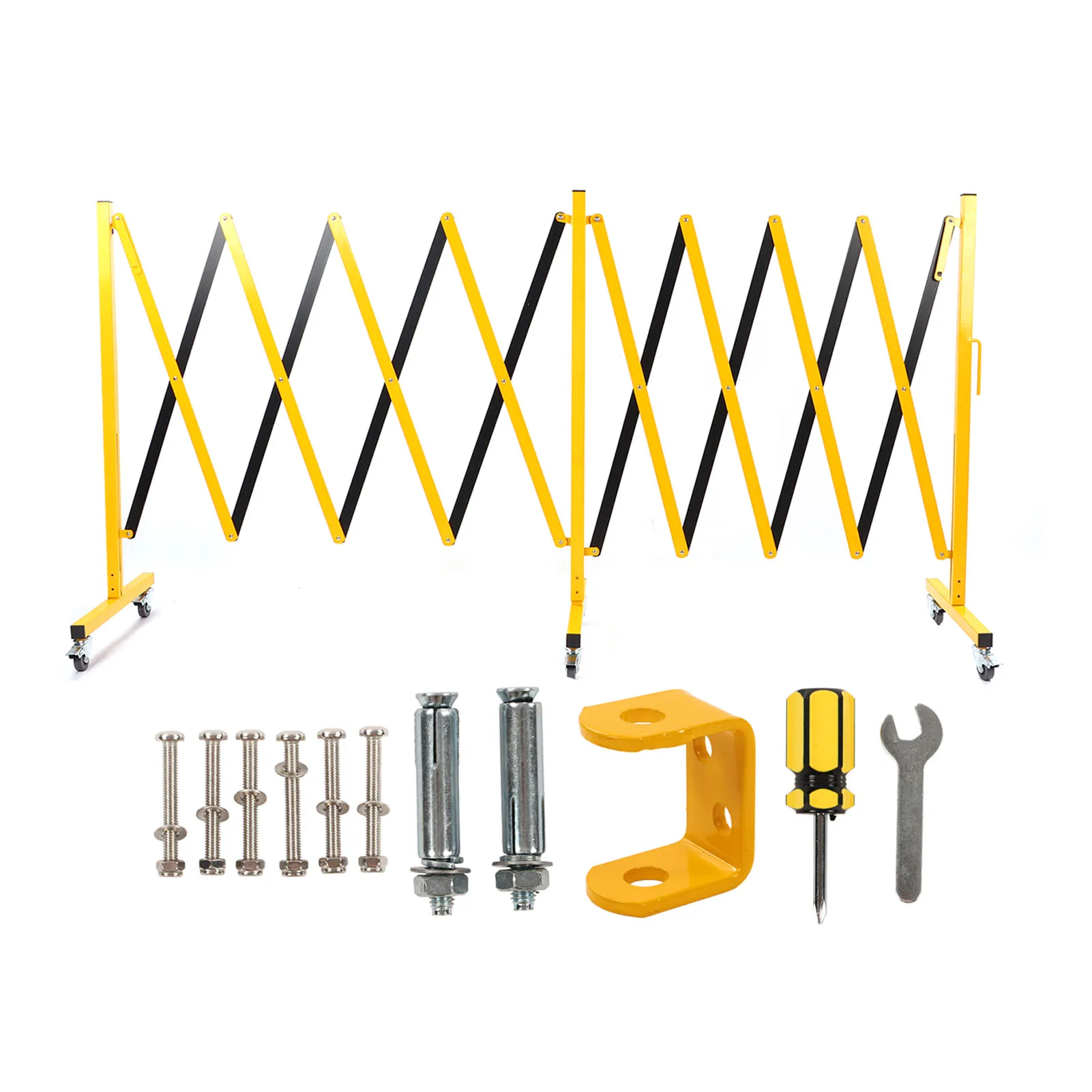 Traffic Fence Portable Long Service Life 5M Easy To Assemble Metal Barricade Strong with Locking Casters for Construction Work