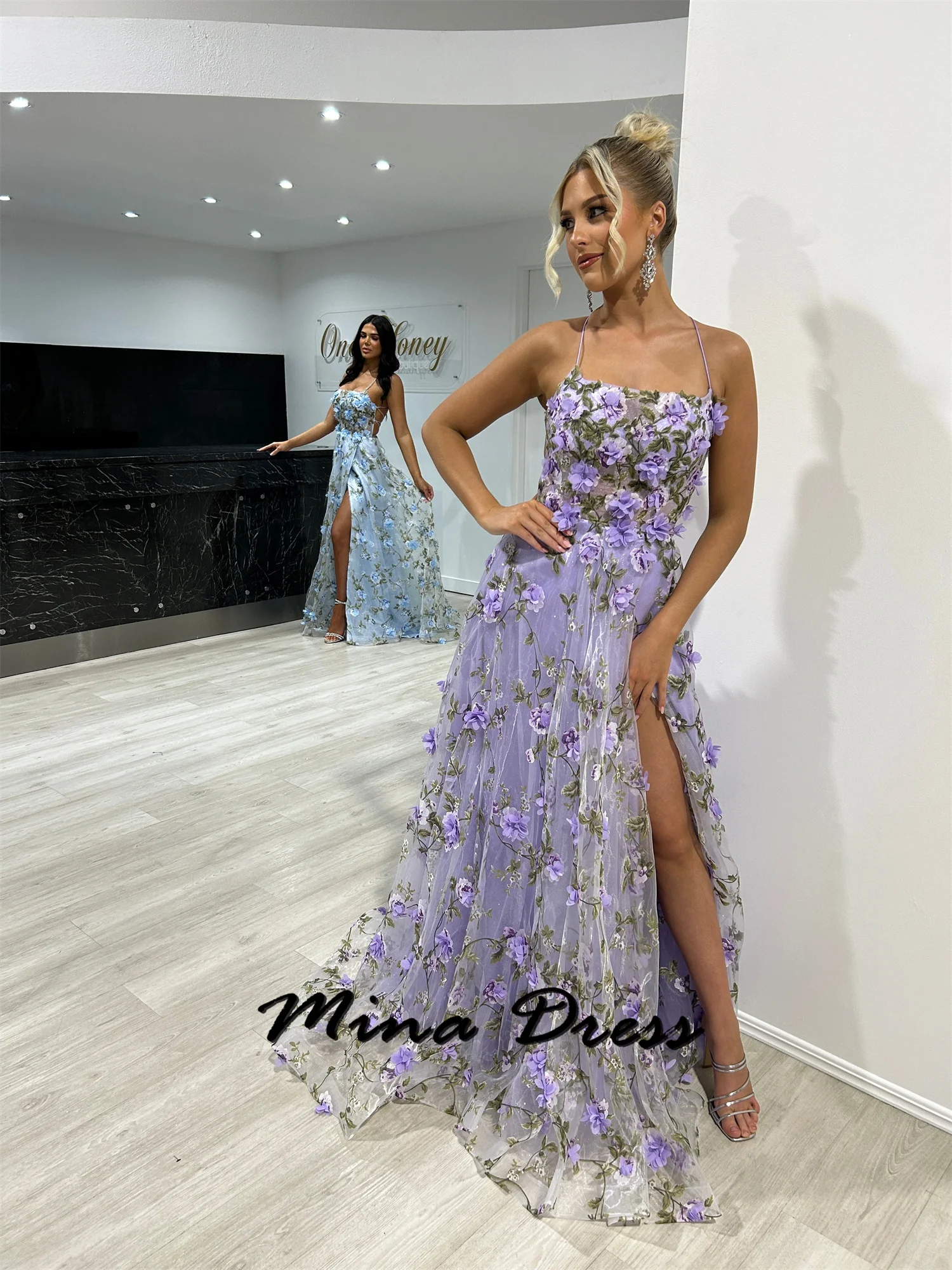 Mina Customized Backless Gala Dresses Woman 2024 for Party Dress Sleeveless Floral Spaghetti Straps Ball Gowns Evening Gown Prom